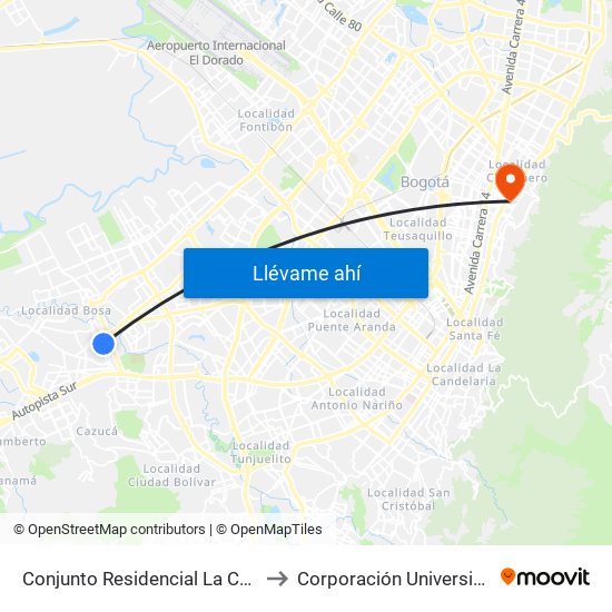 Conjunto Residencial La Capilla (Cl 63 Sur - Kr 79b) to Corporación Universitaria Iberoamericana map