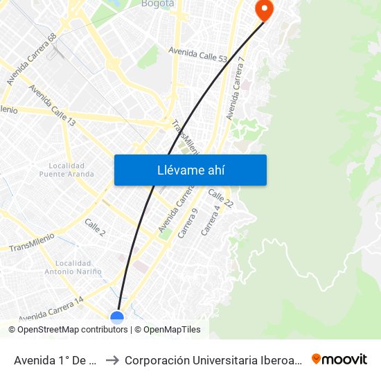 Avenida 1° De Mayo to Corporación Universitaria Iberoamericana map