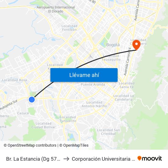 Br. La Estancia (Dg 57z Sur - Kr 74g) to Corporación Universitaria Iberoamericana map