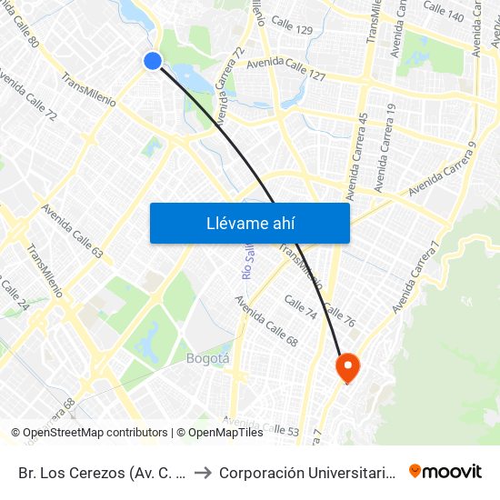 Br. Los Cerezos (Av. C. De Cali - Cl 90a) to Corporación Universitaria Iberoamericana map