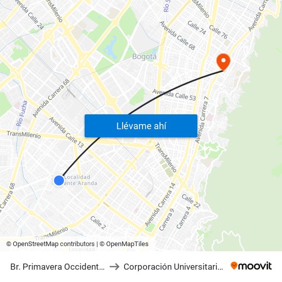 Br. Primavera Occidental (Ac 3 - Kr 41) to Corporación Universitaria Iberoamericana map