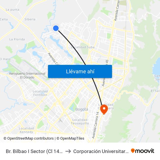 Br. Bilbao I Sector (Cl 143b - Kr 141a Bis B) to Corporación Universitaria Iberoamericana map