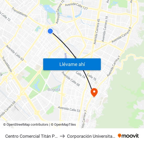 Centro Comercial Titán Plaza (Ac 80 - Kr 69t) to Corporación Universitaria Iberoamericana map