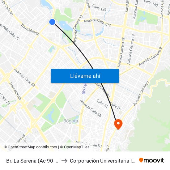 Br. La Serena (Ac 90 - Kr 84b) (A) to Corporación Universitaria Iberoamericana map