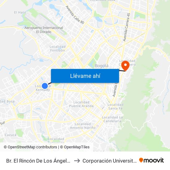 Br. El Rincón De Los Ángeles (Tv 78c - Dg 6b Bis A) to Corporación Universitaria Iberoamericana map