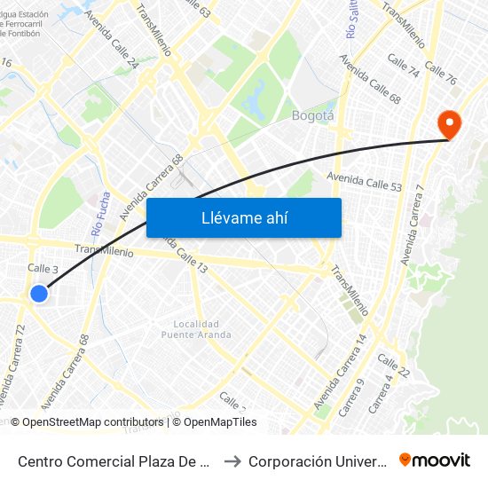 Centro Comercial Plaza De Las Américas (Cl 3 Sur - Kr 71) to Corporación Universitaria Iberoamericana map