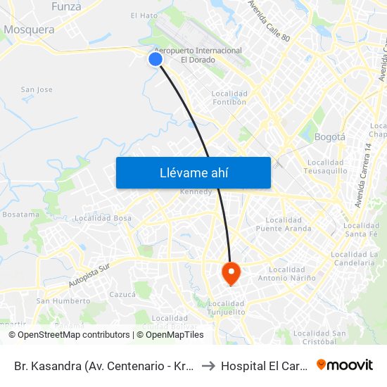 Br. Kasandra (Av. Centenario - Kr 134a) to Hospital El Carmen map