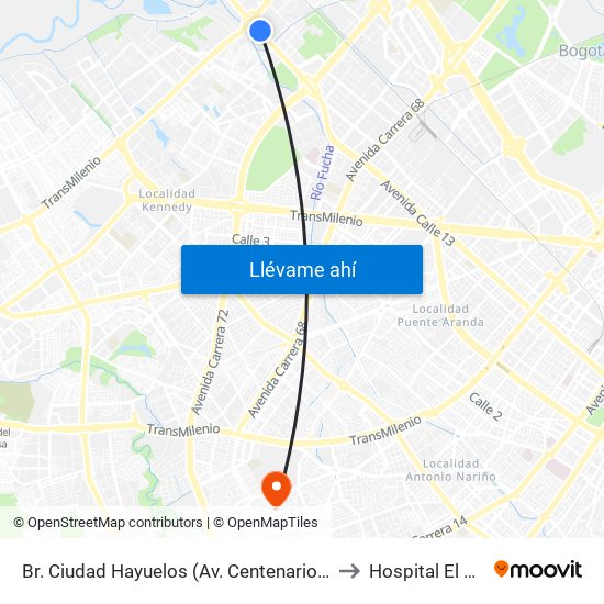 Br. Ciudad Hayuelos (Av. Centenario - Av. C. De Cali) to Hospital El Carmen map