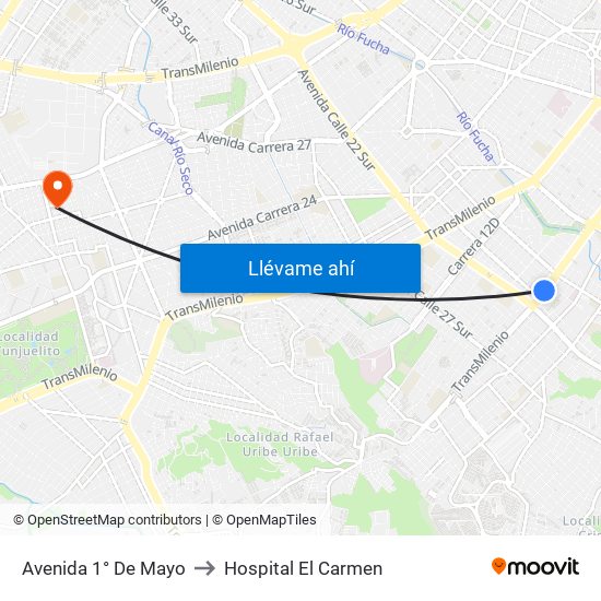 Avenida 1° De Mayo to Hospital El Carmen map