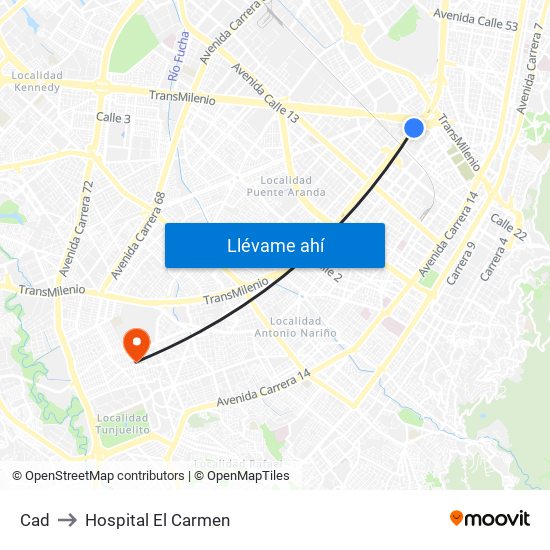 Cad to Hospital El Carmen map