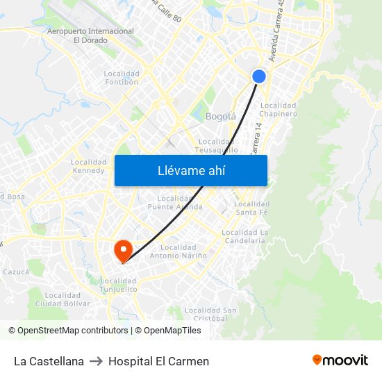 La Castellana to Hospital El Carmen map