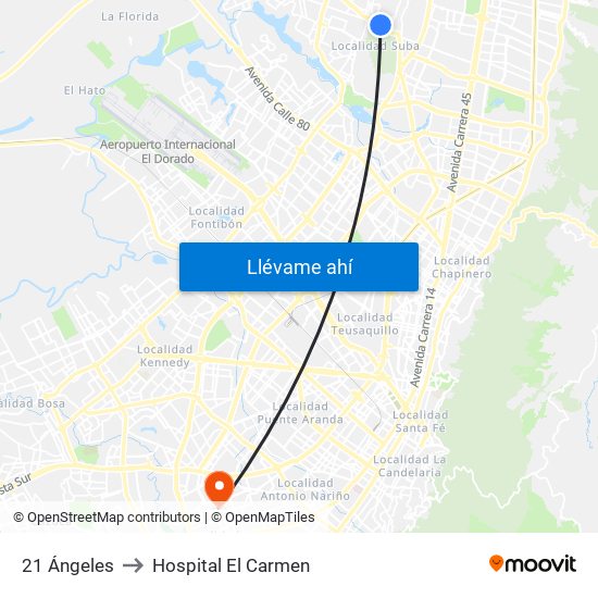 21 Ángeles to Hospital El Carmen map