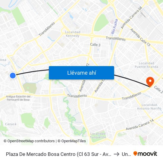 Plaza De Mercado Bosa Centro (Cl 63 Sur - Av. A. Mejía) (B) to Unad map