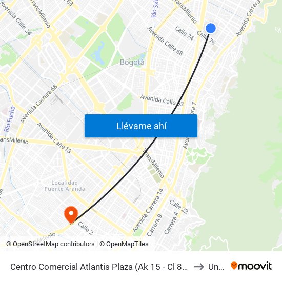 Centro Comercial Atlantis Plaza (Ak 15 - Cl 80) (A) to Unad map