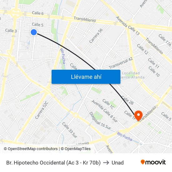 Br. Hipotecho Occidental (Ac 3 - Kr 70b) to Unad map