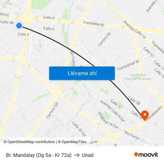 Br. Mandalay (Dg 5a - Kr 72a) to Unad map