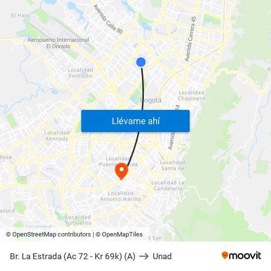 Br. La Estrada (Ac 72 - Kr 69k) (A) to Unad map