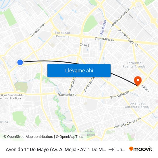 Avenida 1° De Mayo (Av. A. Mejía - Av. 1 De Mayo) to Unad map