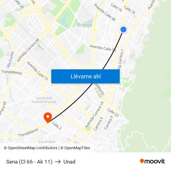 Sena (Cl 66 - Ak 11) to Unad map