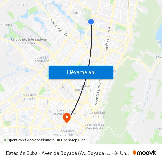 Estación Suba - Avenida Boyacá (Av. Boyacá - Cl 128a) to Unad map