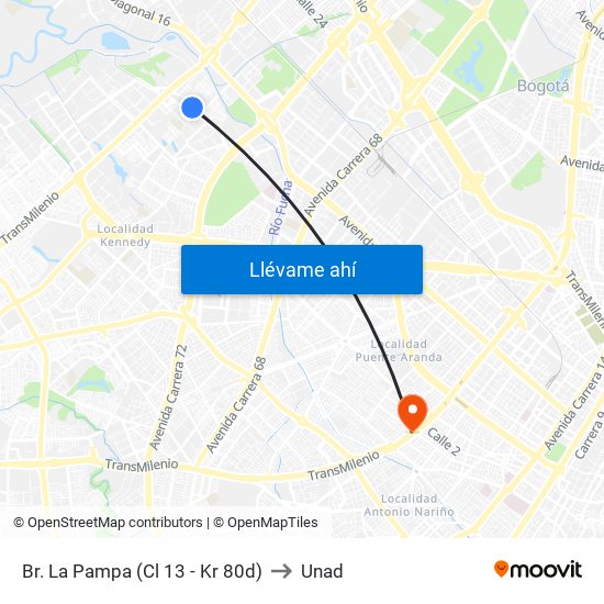 Br. La Pampa (Cl 13 - Kr 80d) to Unad map