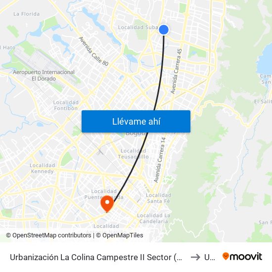 Urbanización La Colina Campestre II Sector (Av. Villas - Cl 137a) to Unad map