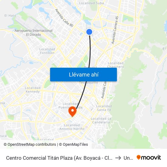 Centro Comercial Titán Plaza (Av. Boyacá - Cl 93) (B) to Unad map