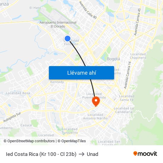 Ied Costa Rica (Kr 100 - Cl 23b) to Unad map