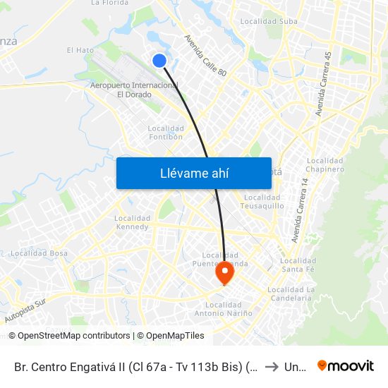 Br. Centro Engativá II (Cl 67a - Tv 113b Bis) (A) to Unad map