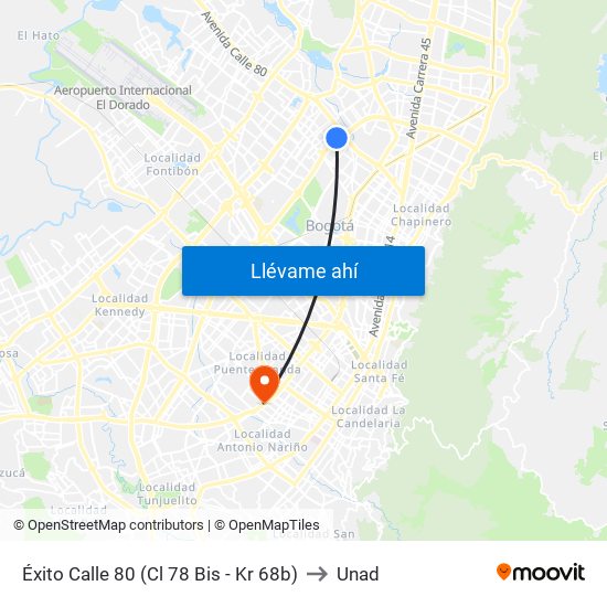 Éxito Calle 80 (Cl 78 Bis - Kr 68b) to Unad map