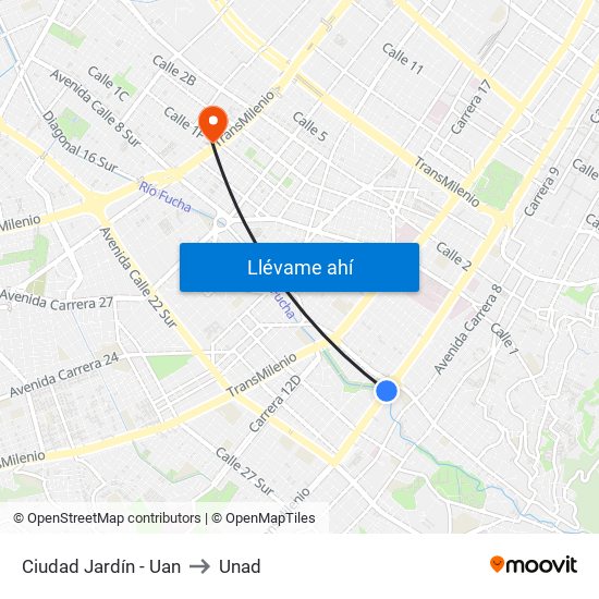 Ciudad Jardín - Uan to Unad map