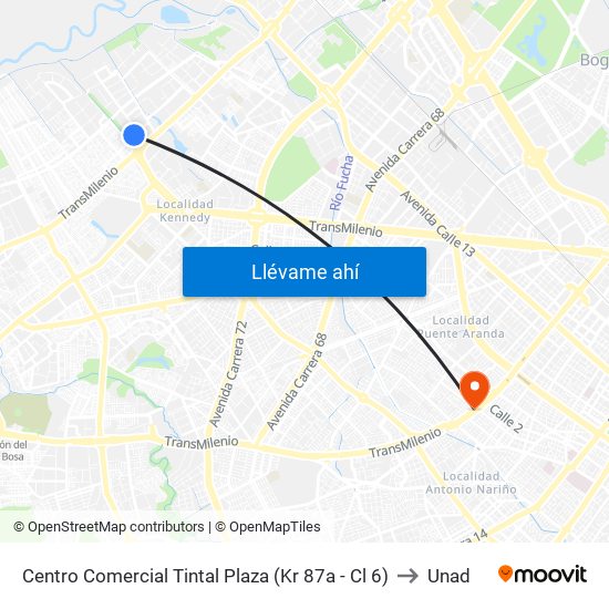 Centro Comercial Tintal Plaza (Kr 87a - Cl 6) to Unad map