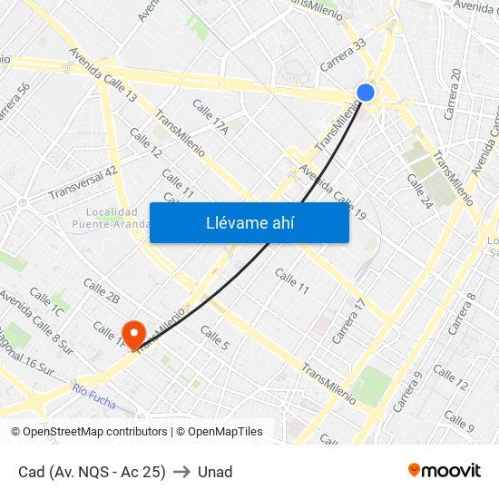 Cad (Av. NQS - Ac 25) to Unad map