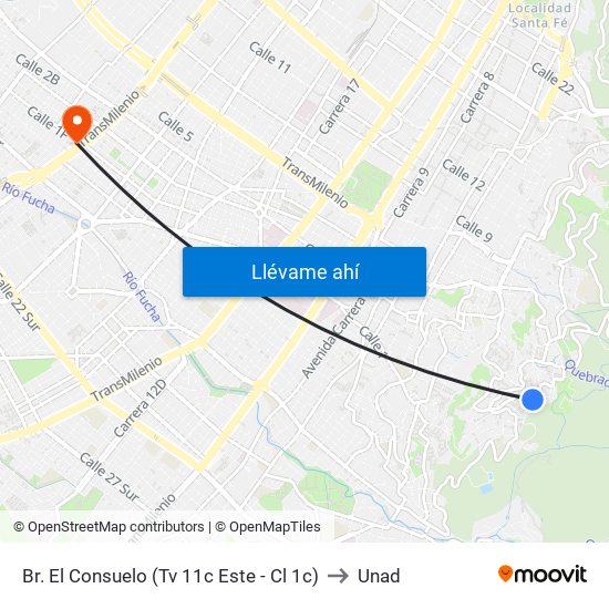 Br. El Consuelo (Tv 11c Este - Cl 1c) to Unad map