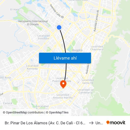 Br. Pinar De Los Álamos (Av. C. De Cali - Cl 65c) to Unad map