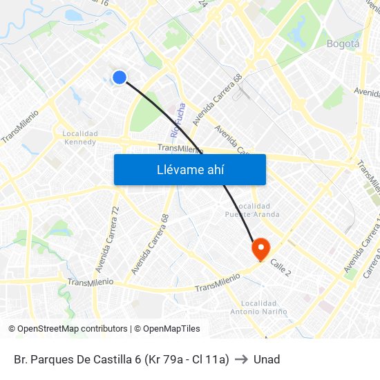 Br. Parques De Castilla 6 (Kr 79a - Cl 11a) to Unad map