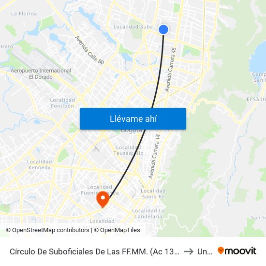 Círculo De Suboficiales De Las FF.MM. (Ac 138 - Kr 56) to Unad map