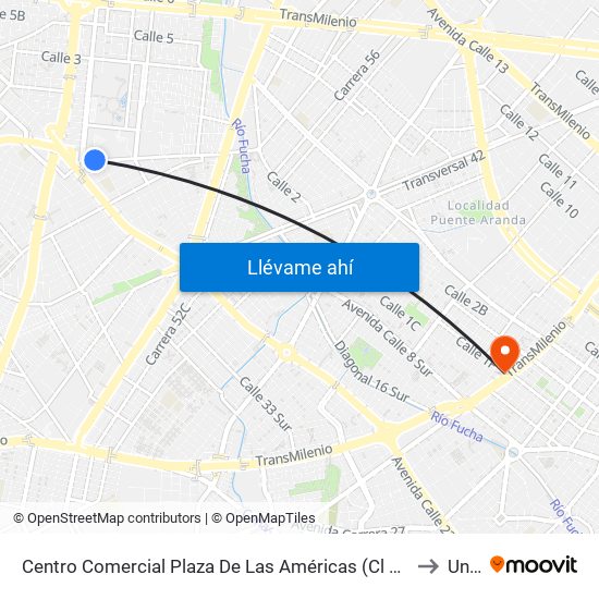 Centro Comercial Plaza De Las Américas (Cl 8 Sur - Kr 71a) to Unad map
