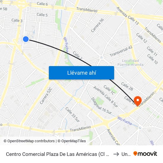 Centro Comercial Plaza De Las Américas (Cl 3 Sur - Kr 71) to Unad map