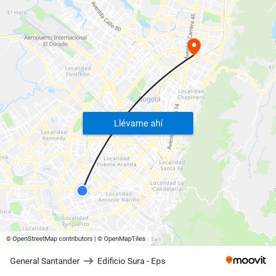 General Santander to Edificio Sura - Eps map