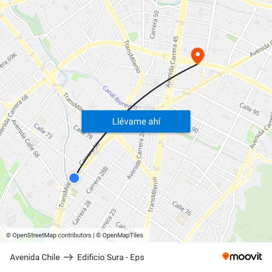 Avenida Chile to Edificio Sura - Eps map