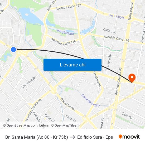 Br. Santa María (Ac 80 - Kr 73b) to Edificio Sura - Eps map