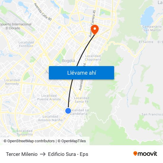 Tercer Milenio to Edificio Sura - Eps map