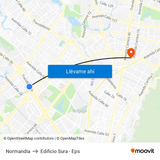 Normandía to Edificio Sura - Eps map