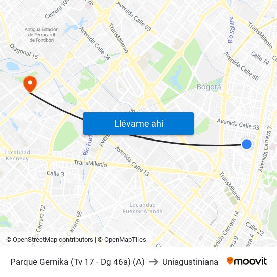 Parque Gernika (Tv 17 - Dg 46a) (A) to Uniagustiniana map