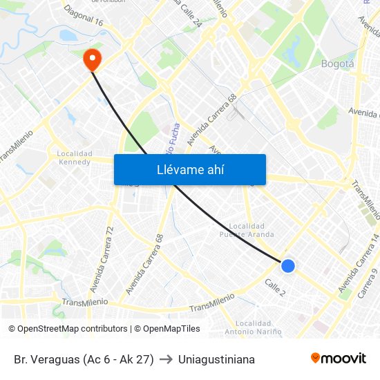 Br. Veraguas (Ac 6 - Ak 27) to Uniagustiniana map