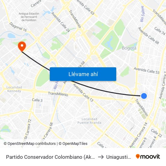 Partido Conservador Colombiano (Ak 24 - Cl 39) to Uniagustiniana map