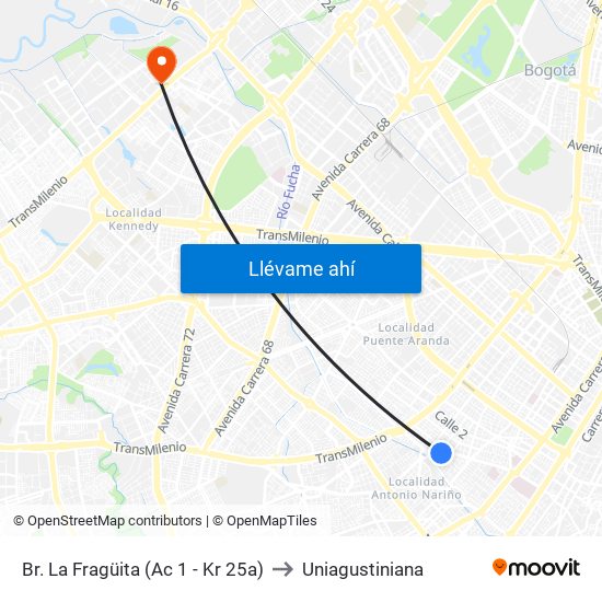 Br. La Fragüita (Ac 1 - Kr 25a) to Uniagustiniana map