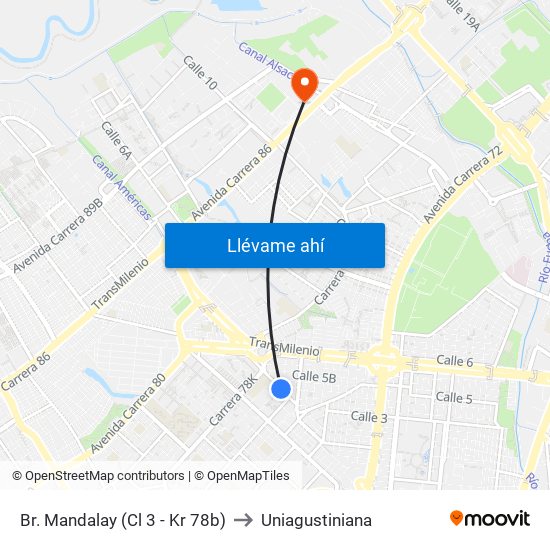 Br. Mandalay (Cl 3 - Kr 78b) to Uniagustiniana map