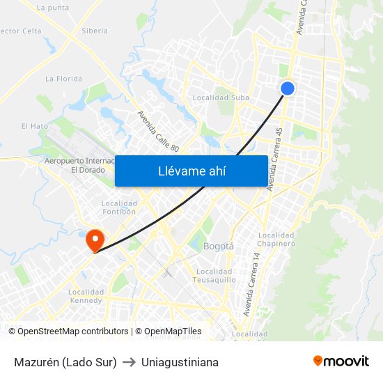 Mazurén (Lado Sur) to Uniagustiniana map